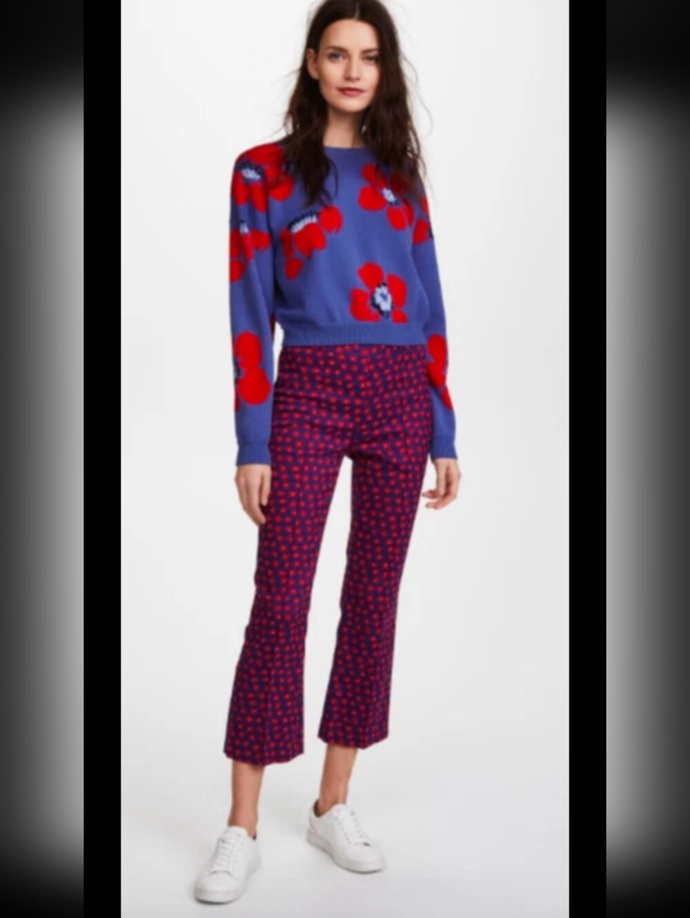 Alice + Olivia Wmns Michiko Pintuck Flared Poppy Floral Crop Capri Pant 2 Twee